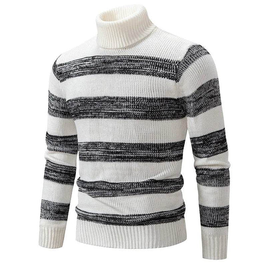 Buy Center High Neck Stripe Sweater - Slim Fit Long Sleeve Pullover - Buy Center UK
