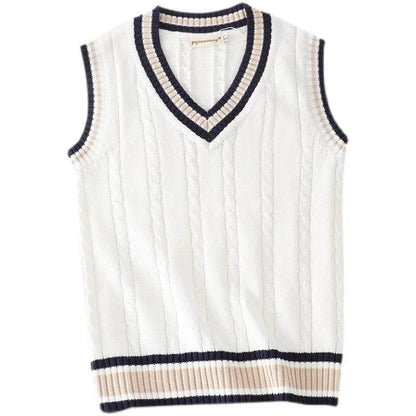 Buy Center Men's Thicken V-neck Sweater Vest - Striped Retro Chic - Buy Center UK