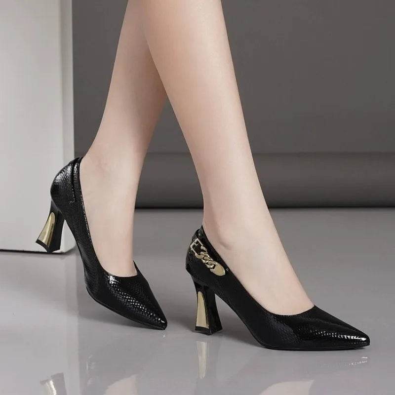 XINGDIKU Women's Snakeskin Leather Stiletto Pumps - Classic High Heels - Buy Center UK