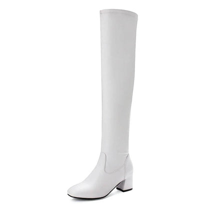 Buy Center Over The Knee Boots - Thick Heels, PU Leather, Stylish - Buy Center UK