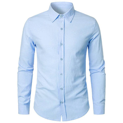 Buy Center Cotton Linen Shirt - Slim Fit Long Sleeve for Men - Buy Center UK