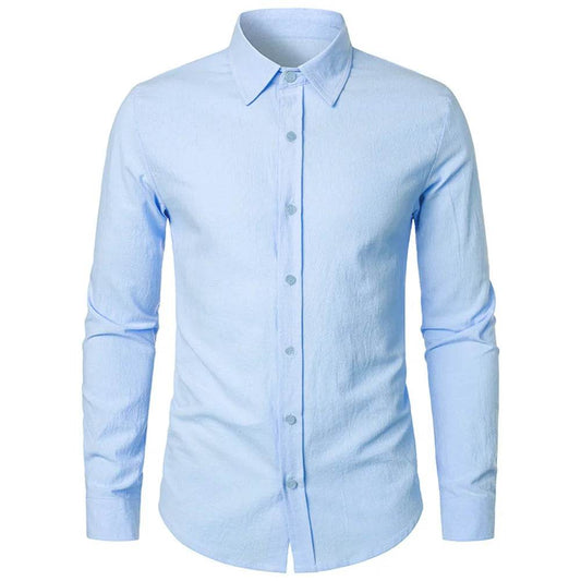 Buy Center Cotton Linen Shirt - Slim Fit Long Sleeve for Men - Buy Center UK