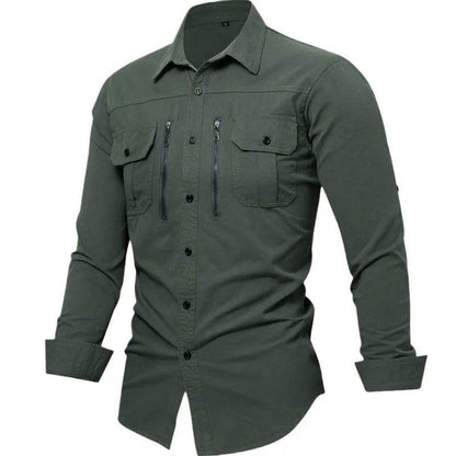Buy Center Men's Outdoor Cargo Shirts - 100% Cotton, Multi Pocket - Buy Center UK