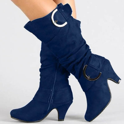 2025 Women’s Knee High Boots - High-Quality Faux Suede, Side Zip - Buy Center UK