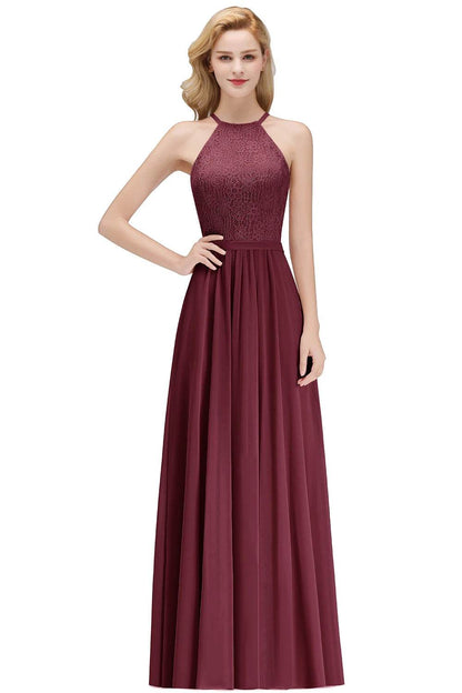 Buy Center Chiffon A-line Bridesmaid Dress - Sexy Halter Neckline - Buy Center UK