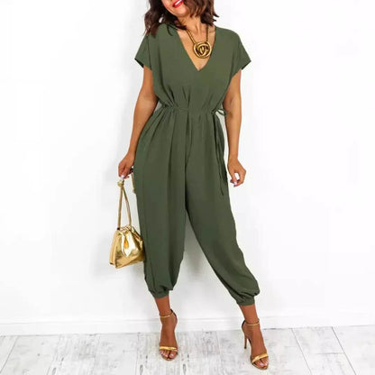 Buy Center Women's Loose One-Piece Suit - Short Sleeve Casual Chic - Buy Center UK