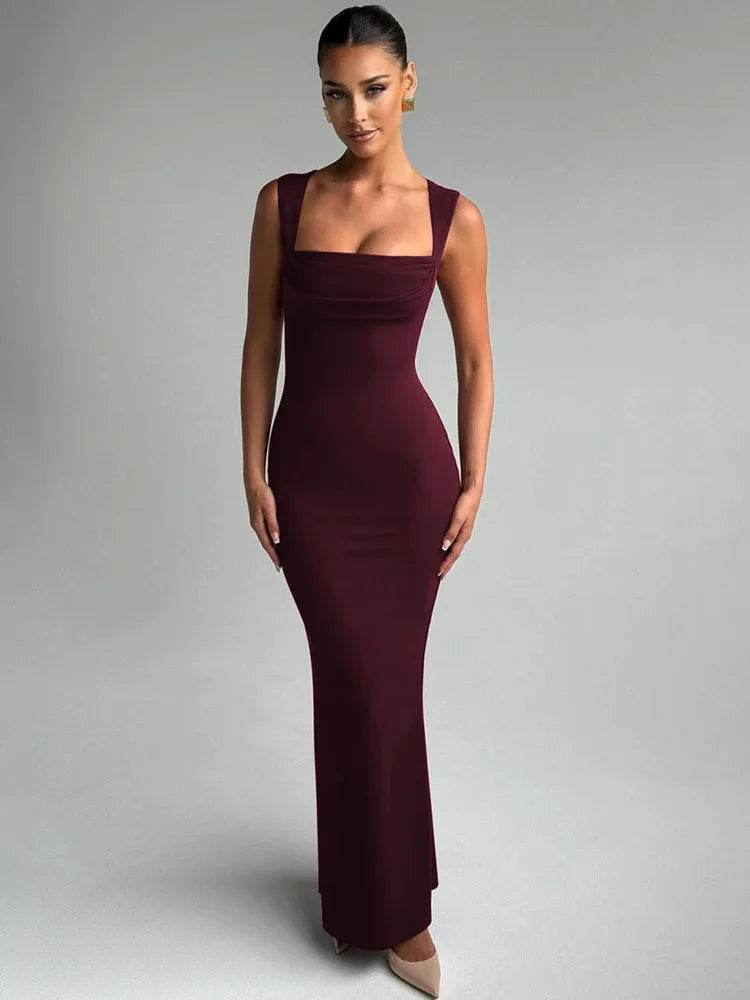Mozision Sexy Maxi Dress for Women - Square Collar, High Waist Style - Buy Center UK