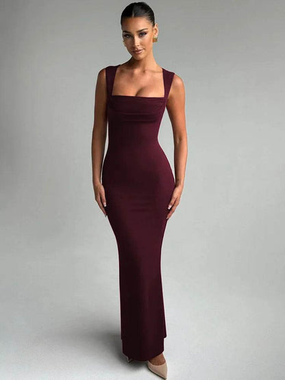Mozision Sexy Maxi Dress for Women - Square Collar, High Waist Style - Buy Center UK