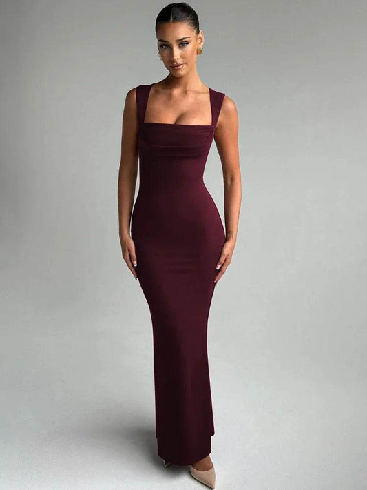 Mozision Sexy Maxi Dress for Women - Square Collar, High Waist Style - Buy Center UK