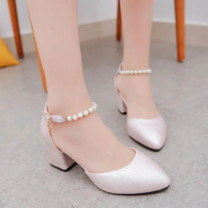 Elegant Women's White Buckle Strap Square Heel Pumps for Office - Buy Center UK