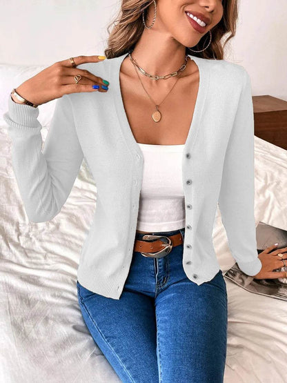 Buy Center Women's Vintage V Neck Cardigan - Cozy Knit Sweater Top - Buy Center UK