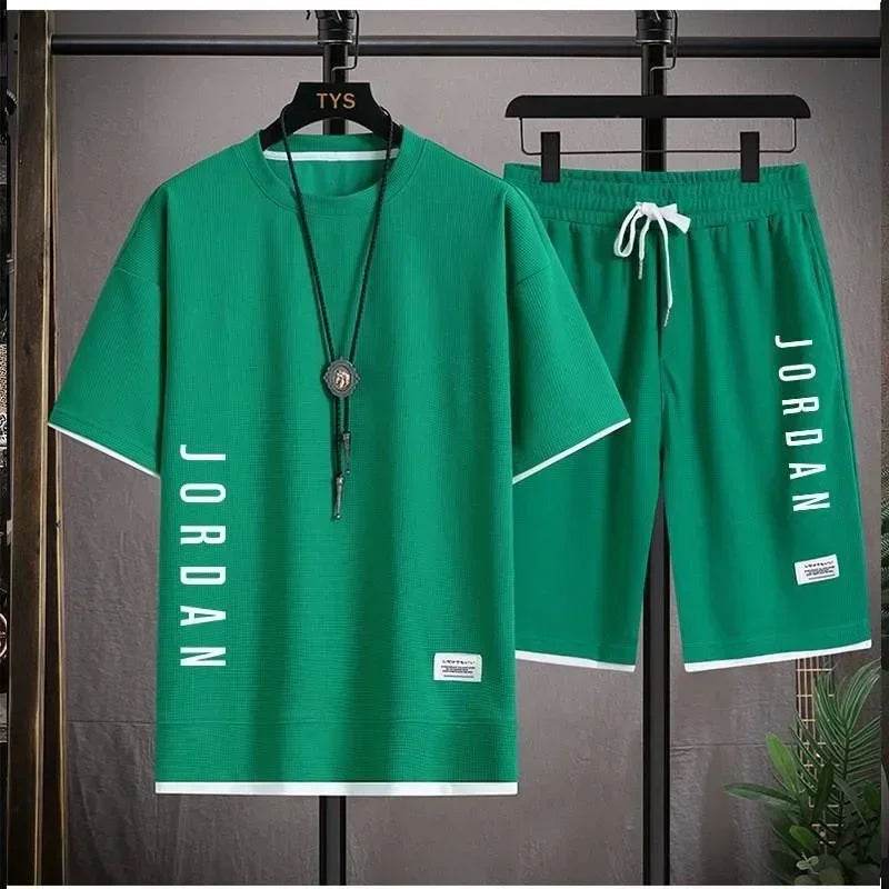 Buy Center Men's Casual T-Shirt and Shorts Set - Comfortable Waffle Suit - Buy Center UK
