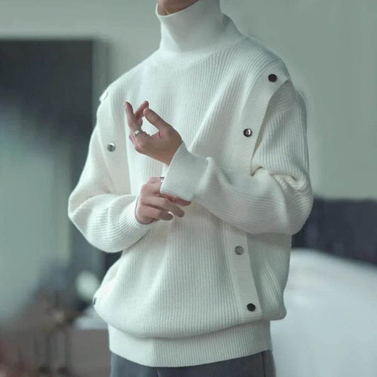 Buy Center Men's Turtleneck Knitted Sweater - Casual Loose Fit - Buy Center UK