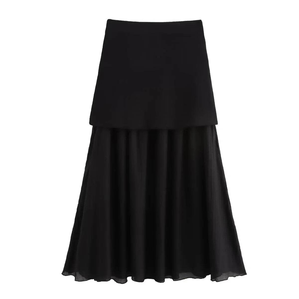 TRAF Women Knitted 2-Piece Set - V-Neck Top & Ankle Skirt - Buy Center UK
