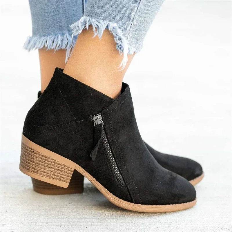 Buy Center Women's Ankle Boots - Stylish Side Zipper, Platform Heel - Buy Center UK