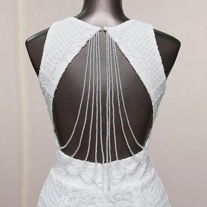 Buy Center Backless White Mermaid Dress - Elegant Sequins & Beads - Buy Center UK