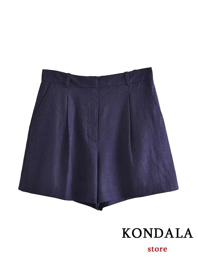 TRAFZA Casual Women Suits - V Neck Blazer & Wide Leg Shorts - Buy Center UK