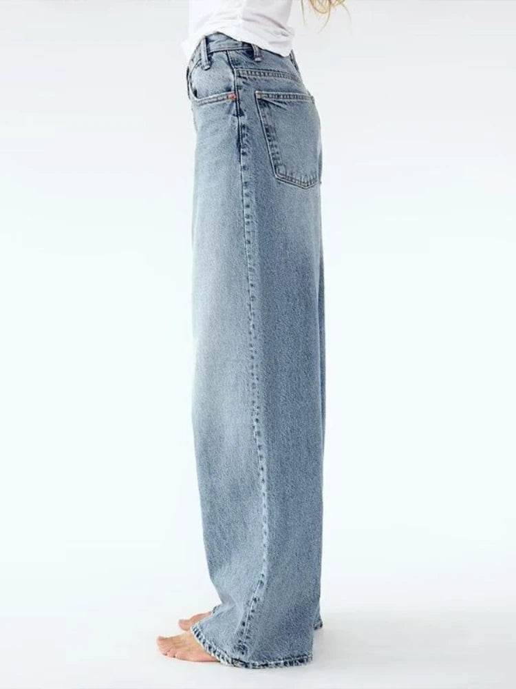 HOUZHOU Women Vintage Wide Leg Jeans - High Waist Aesthetic Fit - Buy Center UK