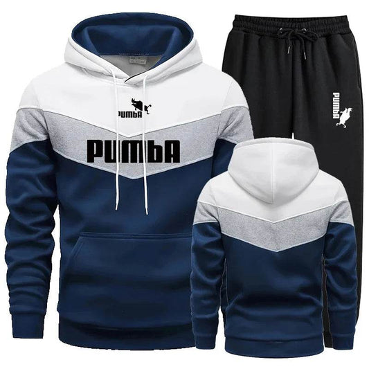 Buy Center Men's Tricolor Tracksuit Set - Hooded Sweatshirt & Jogging Pants - Buy Center UK