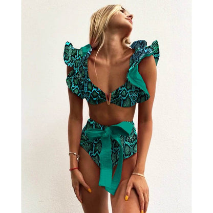 Buy Center 2025 Print High Waist Bikini - Push Up, Backless Design - Buy Center UK