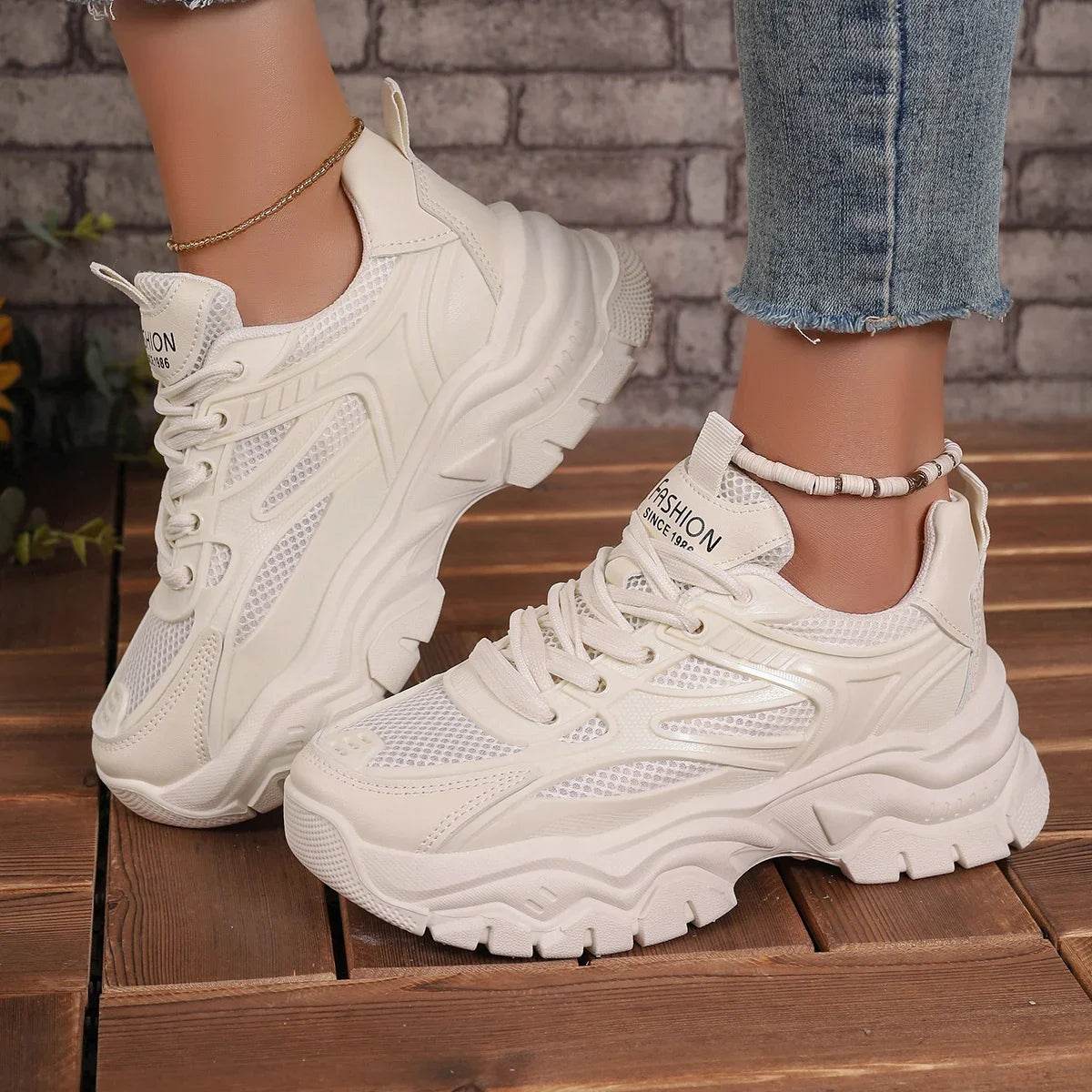 Buy Center Women's Chunky Sneakers - Lightweight Tennis Platform Shoes - Buy Center UK