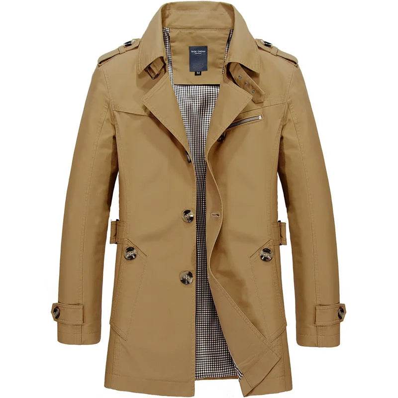 Buy Center Men's Casual Cotton Jacket - Mid-Length Trench Coat Style - Buy Center UK