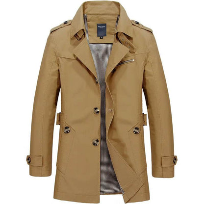 Buy Center Men's Casual Cotton Jacket - Mid-Length Trench Coat Style - Buy Center UK