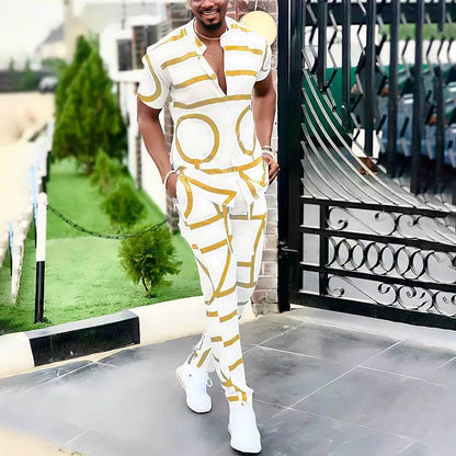 2024 Summer Fashion Men's Set - Stripe Shirt & Pants Outfit S-3XL - Buy Center UK