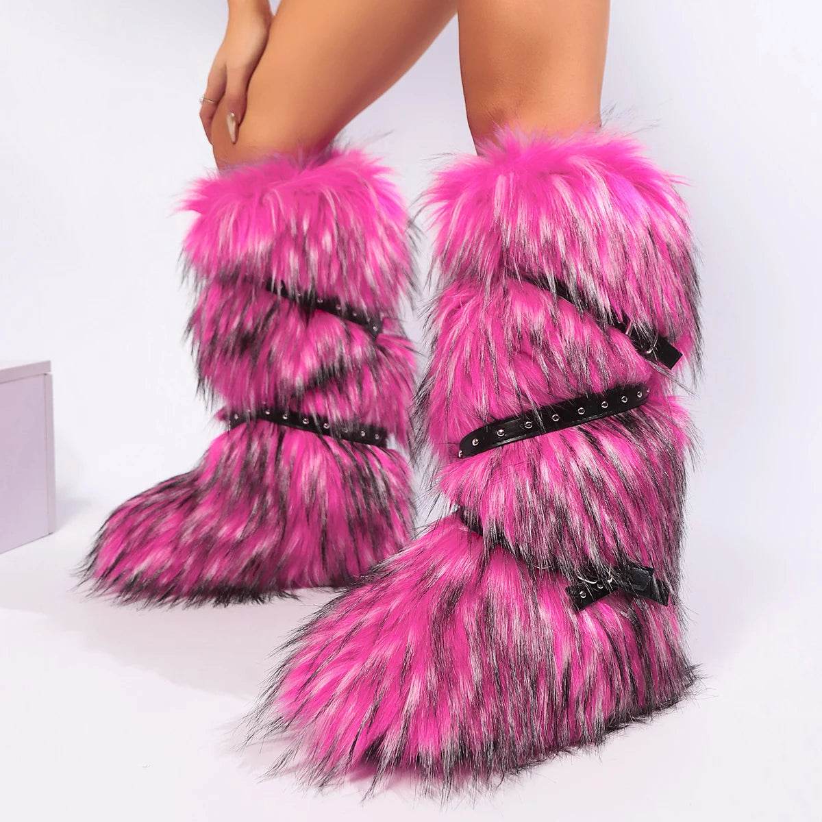 Buy Center Women’s Faux Fur Winter Snow Boots - Cute Over-Knee Style - Buy Center UK