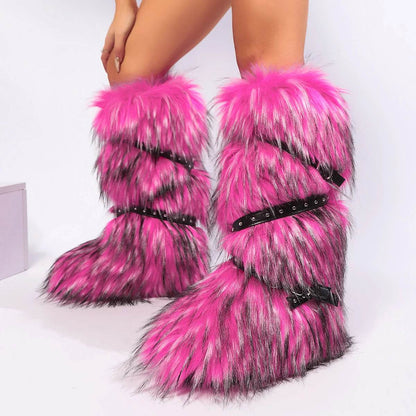 Buy Center Women’s Faux Fur Winter Snow Boots - Cute Over-Knee Style - Buy Center UK