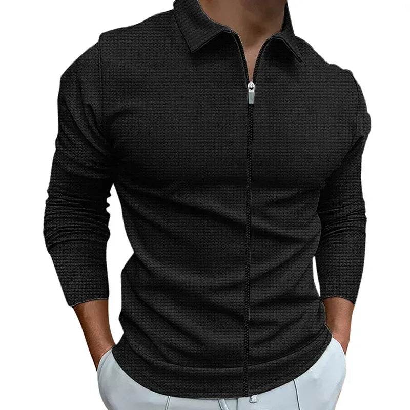 Buy Center Men's Lapel Zipper Jacket - Stylish Slim Fit Cardigan - Buy Center UK