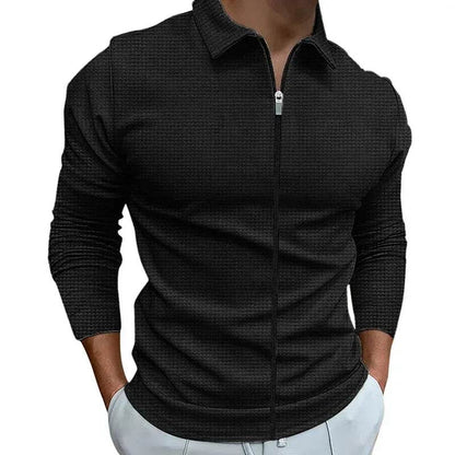Buy Center Men's Lapel Zipper Jacket - Stylish Slim Fit Cardigan - Buy Center UK