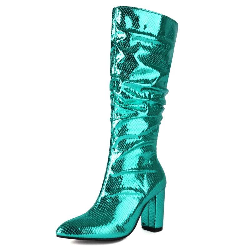 Luxury Knee High Boots for Women - Sexy High Heels in Gold & Silver - Buy Center UK