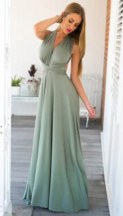 Buy Center Multi-Worn V-Neck Maxi Dress - Elegant Summer Style - Buy Center UK