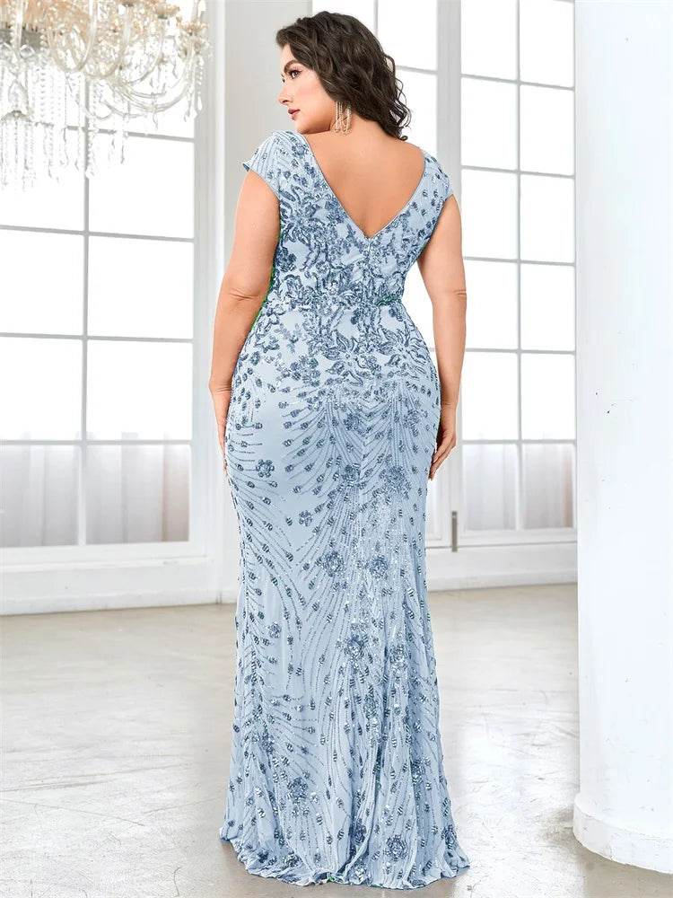 Buy Center Plus Size Blue Evening Dress - Mermaid Sequin Gown 2025 - Buy Center UK