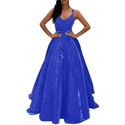 Buy Center Elegant Long Sleeveless Dress - Glowing Strap Design - Buy Center UK