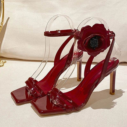 Liyke Women's Wine Red Patent Leather Ankle Strap Gladiator Sandals - Buy Center UK