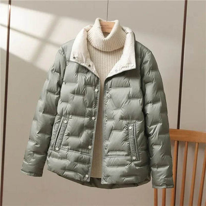 Buy Center Women’s White Duck Down Coat - Casual Lapel Puffer Jacket - Buy Center UK