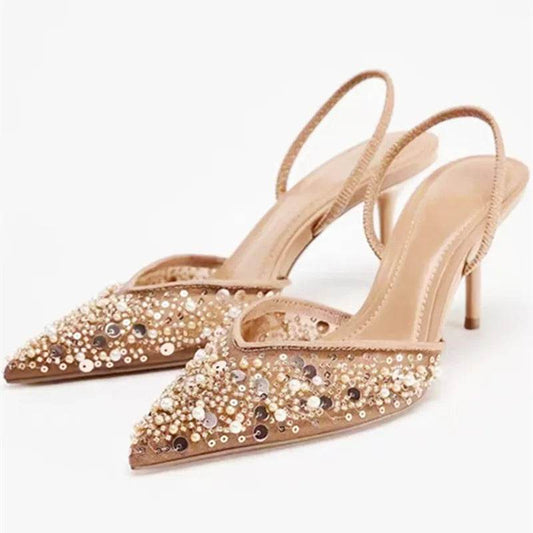 Buy Center Luxury Designer Bling Heels - Pointy Toe, Elegant Slingbacks - Buy Center UK