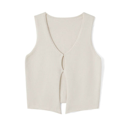 Women's Vintage Y2K Sweater Vest - Fitted Bow Knot Summer Top - Buy Center UK