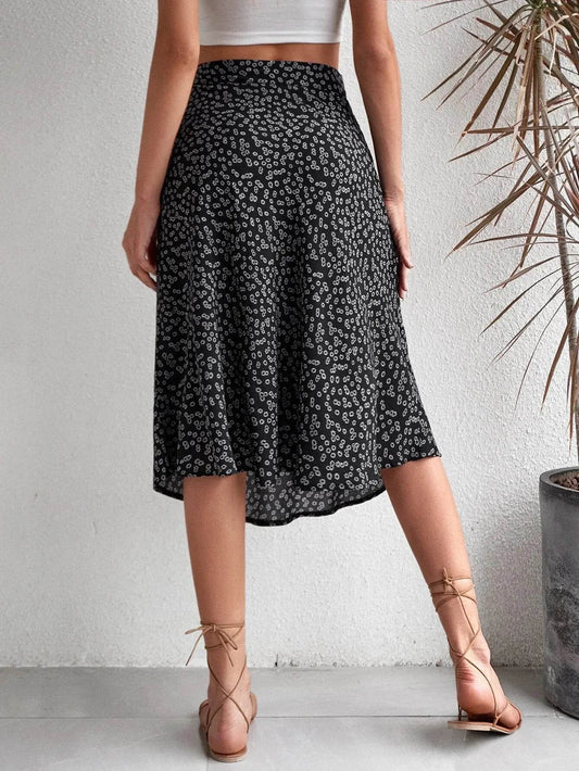 Buy Center Women's Floral A-Line Skirt - Versatile Zipper Design - Buy Center UK