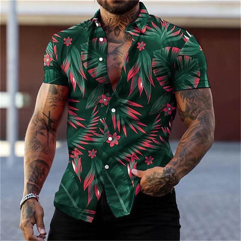 Men's Black and Gold Floral Shirt - Stylish Hawaiian Beachwear - Buy Center UK
