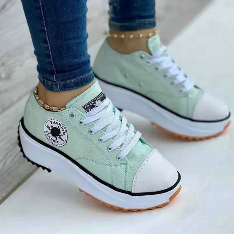 2025 Women's Canvas Sneakers - Casual Lace-Up Comfort Shoes - Buy Center UK