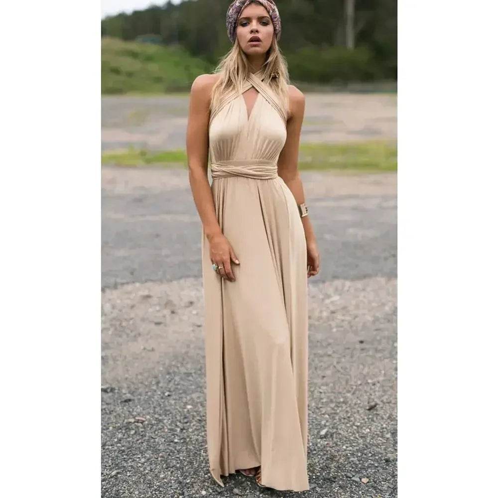 Buy Center Multi-Worn V-Neck Maxi Dress - Elegant Summer Style - Buy Center UK