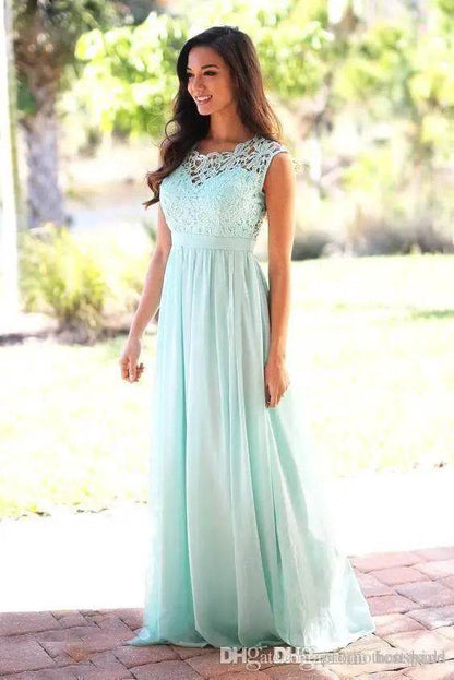 Elegant Pink Bridesmaid Dress - A-Line Lace Maxi Gown - Buy Center UK