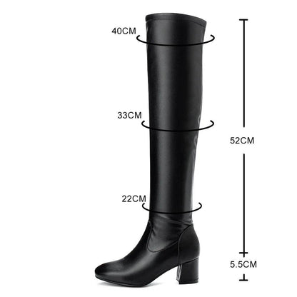 Buy Center Over The Knee Boots - Thick Heels, PU Leather, Stylish - Buy Center UK