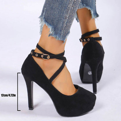 Buy Center Women’s High Heel Pumps - Round Toe, Buckle Strap Style - Buy Center UK