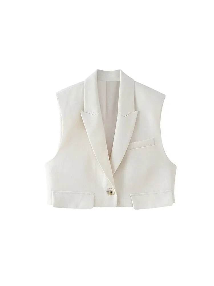 2024 Elegant Sleeveless Blazer & Wide Pants Set - V-Neck Style - Buy Center UK
