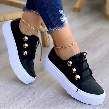 Buy Center Women's White Sneakers - Stylish Casual Canvas Shoes - Buy Center UK