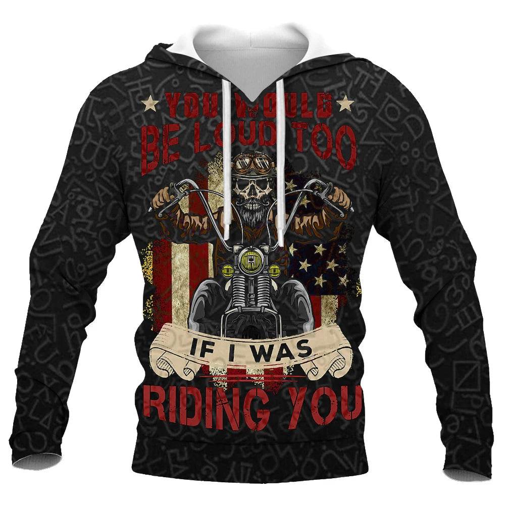 2023 Men's Vogue Skull Motorcycle Hoodie - Loose Fit, 3D Printed - Buy Center UK